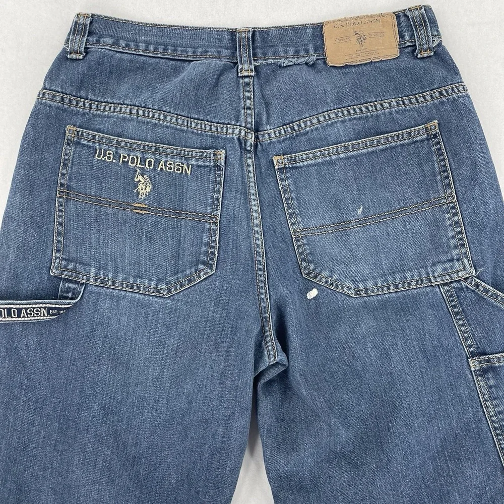 U.S. Polo Assn. Jorts Mens 32 Blue Denim Carpenter Baggy Skater Grunge Y2K